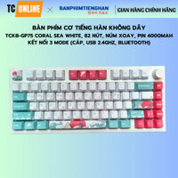 Bàn phím cơ tiếng Hàn không dây TCKB-GP75 Coral Sea White OEM, 82 phím, pin 4000mAh, kết nối 3 mode