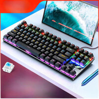 Bàn phím cơ ZK3 87 phím leb RGB dùng cho văn phòng chơi game tùy chỉnh khung kim loại trục Xanh