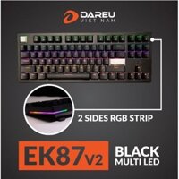 Bàn phím DAREU EK87 V2 Black, Rainbow light, D Brown sw, Side backlight