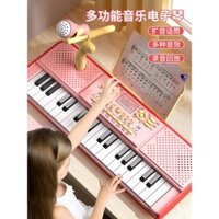 Bàn phím điện tử 37 phím cho trẻ em, đồ chơi giáo dục sớm cho bé gái có micro, đàn piano nhỏ dễ chơi