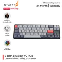 Bàn phím gaming, bàn phím máy tính cơ chơi game không dây E-dra EK368w v2 E-Dra Brown / Red Switch - Hàng chính hãng