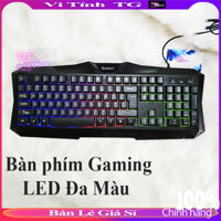 Bàn phím giả cơ gaming kiểu dáng hầm hố, đèn led đa màu – bàn phím chơi game có dây giá cực rẻ phím bấm êm