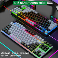 Bàn phím giả cơ gaming XUNFOX K10 - Bàn phím có dây công thái học 87 phím LED Rainbow