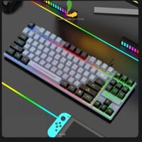 Bàn phím giả cơ gaming XUNFOX K10 - Bàn phím có dây công thái học 87 phím LED Rainbow - Hàng nhập khẩu - Màu Xám