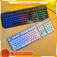 Bàn phím giả cơ nút tròn mặt kim loại dành cho game thủ cực chất đèn led đa màu phối cực đẹp