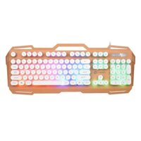 Bàn phím J-32 (Màu trắng) - Bàn phím giả cơ gaming, mặt khung bằng kim loại chống bám bụi, led 7 màu, nút tròn siêu đẹp