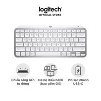 Bàn phím không dây Bluetooth Logitech MX Keys Mini - Nhỏ gọn, Sạc USB-C, Phím tắt thông minh, Có bản cho Mac - Hàng chính hãng - Màu Xám