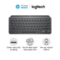 Bàn phím không dây Bluetooth Logitech MX Keys Mini - Nhỏ gọn, Phím tắt thông minh, Có bản cho Mac - Màu xám đen - Hàng chính hãng