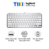Bàn phím không dây Bluetooth Logitech MX Keys Mini - Nhỏ gọn, Sạc USB-C, Phím tắt thông minh, Có bản cho Mac - Hàng chính hãng - Màu trắng xám