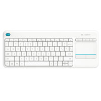 Bàn phím không dây Logitech K400 Plus - có touchpad để kết nối PC đến TV, nút Media tùy chỉnh, phù hợp Laptop TV Tablets - Màu trắng - Hàng chính hãng