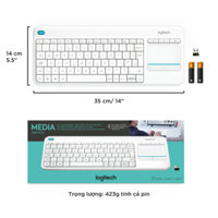 Bàn phím không dây Logitech K400 Plus - có touchpad để kết nối PC đến TV, nút Media tùy chỉnh, phù hợp Laptop/ TV.