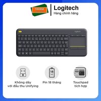 Bàn phím không dây Logitech K400 Plus - có touchpad để kết nối PC đến TV, nút Media tùy chỉnh, phù hợp Laptop TV Tablets - Màu đen - Hàng chính hãng
