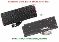 Bàn phím laptop Dell XPS 13 7390 (2 – in – 1), Dell XPS 13 9310 (2 – in – 1) CÁP NGẮN (LED, BH 6TH) *MÀN LẬT 360*