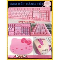 Bàn phím máy tính Kitty, chuôi cắm USB, bàn phím màu hồng cho cô nàng hiện đại, Bảo hành 12 tháng