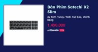 Bàn Phím Satechi X2 Slim (X2 Slim - Gray - Mới, Full box, Chính hãng)