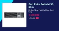 Bàn Phím Satechi X3 Slim (X3 Slim - Gray - Mới, Full box, Chính hãng)