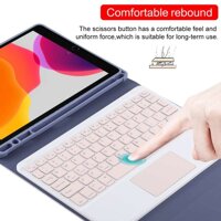 Bàn phím TG-102BC cho iPad 10.2 inch / iPad Air (2019) Bàn phím Bluetooth màu hồng có thể tháo rời + Vỏ bảo vệ bằng da sợi nhỏ, với Touch Pad & Khe cắm bút & Giá đỡ