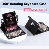 Bàn phím xoay xoay 720 cho Samsung Galaxy Tab S9 11 S9 FE 10.9 2023 A9 Plus 11inch A8 10.5 2021 S6 Lite 2024 2020 Acrylic trong suốt có khe cắm bút chì