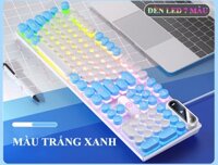 Bàn phím YINDIAO K600 giả cơ nút tròn nhiều màu sắc và có đèn led xuyên phím chuyên game - HÀNG CHÍNH HÃNG - TRẮNG XANH