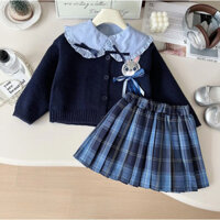 [Bán Phong Cách Mới] Bé Gái Preppy Style JK Suit Thỏ Cảnh Sát Đầm Xuân Thu Trẻ Em Váy Phong Cách Phương Tây Cho Bé Bộ Đồ Hai Mảnh Dễ Thương