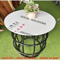 [Bàn sắt mặt đá sân sân vườn giá rẻ].Bàn tròn quán trà sữa.