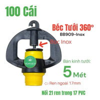 [Bán sỉ] 100 Béc Tưới Phun Mưa BB-909 Bọc Inox, Bán Kính Tưới 5 Mét, Lưu lượng 150 - 200 L/h