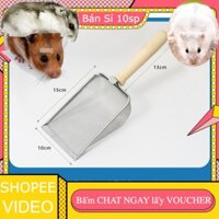 (Bán Sỉ 10sp) Mẫu nâng cấp có móc xẻng phân mèo, xẻng xúc cát mèo lỗ mịn bằng thép không gỉ, gà sậy, chuột đồng, thiết b