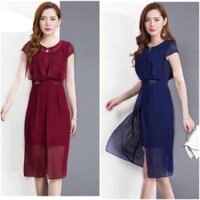 Bán sỉ  Đầm phối chiffon lót lụa cao cấp ❤️FREE SHIP❤️ PC02