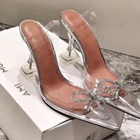 BÁN SỈ- GIÀY SANDAL CAO GÓT TRONG NƠ ĐÁ GÓT LY MÀU BẠC