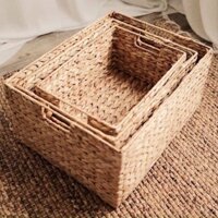 Bán sỉ Giỏ cói chữ nhật giỏ lục bình đựng đồ chụp ảnh decor nhà hàng, khách sạn, homestay