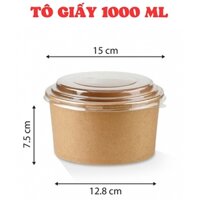Bán Sỉ ( Thùng 500 cái ) Bát Giấy / Tô Giấy  Kraft 1000ml ( Không Kèm Nắp ).