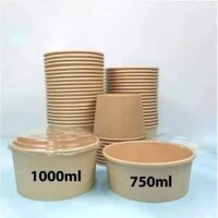 bán sỉ thùng 500 chiếc tô giấy dùng 1 lần, tô giấy kraft hàng loại 1, có kèm nắp