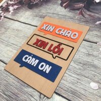 [BÁN Sỉ] Tranh gỗ treo tường_Xin chào Xin lỗi Cảm ơn_CRN_01 Trenddecor