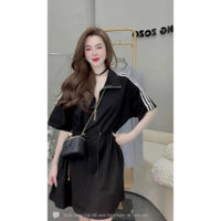 bán sỉ VÁY SUÔNG CỔ BẺ HÌNH BỌ NGỰA RÚT DÂY