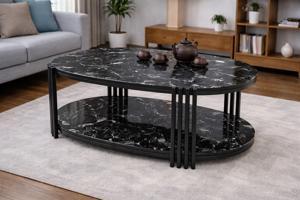 Bàn sofa 2 tầng mặt đá đen 100x50x45cm TT68111