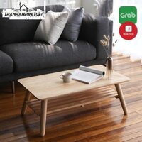 Bàn sofa 2 tầng xếp gọn, gỗ cao su - Bàn trà 2 tầng gấp gọn 90x50cm