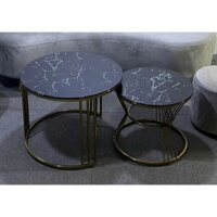 Bàn sofa - bàn trà đôi mặt kính giả đá, bàn mẹ bồng con - khung sắt sơn tĩnh điện, kính cường lực dày 8mm