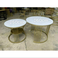 Bàn sofa - bàn trà đôi mặt kính giả đá, bàn mẹ bồng con - khung sắt sơn tĩnh điện, kính cường lực dày 8mm