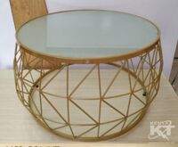 Bàn sofa cái trống DOCHI Home mặt kính