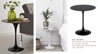 Bàn sofa góc bàn trà mini nhỏ gọn TULIP mặt đá trắng vân mây tròn 50 cm chân nhôm sang trọng TS TULIP-05E Nội thất CAPTA HCM