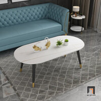 Bàn sofa mặt đá oval giá rẻ BSF43 Camin 1m x 50 nhỏ gọn | Nội Thất Linco Hà Nội