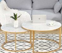 Bàn sofa mẹ con mặt đá chân vàng