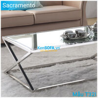 Bàn sofa T32I Sacramento INOX mặt kiếng - Bàn sofa, bàn trà - KenSOFA.vn