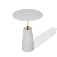 Bàn tab BTK03, đế đá trắng muối hình thang, trụ inox 304 mạ PVD vàng, mặt đá trắng muối