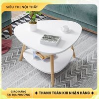 Bàn Tam Giác 2 Tầng, Bàn Trà Decor Xin Xắn Có Ngăn Để Đồ Tiện Ích, Chất Liệu Gỗ Cao Cấp Bền Đẹp