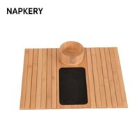 Bàn tay đi văng NAPKERY, Khay tay đi văng tiết kiệm không gian bằng gỗ, Bàn bên chống trượt bền bỉ để ăn / Đồ uống / Đồ ăn nhẹ