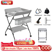 Bàn thay tã cho bé Beige, Bàn Chăm Sóc Em Bé, Di Động3 mức nâng hạ, có thể giặt, gấp gọn
