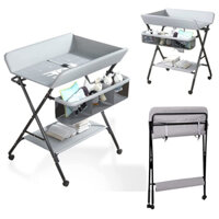 Bàn thay tã cho bé gấp gọn 3 cấp độ nâng hạ chiều cao vải Oxford 150D kháng khuẩn, khung thép chịu lực