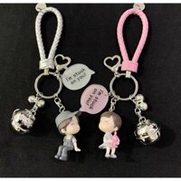 (Bán theo cặp) Móc khoá cặp đôi Couple tình yêu nam nữ có kèm chữ, có tặng kèm hộp quà cho từng móc khoá riêng lẻ