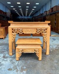Bàn thờ án gian gỗ gõ đỏ 1m53 trạm sen cao cấp BT 03